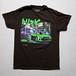 Popular Poison Car Shirt Brown Green Mens Medium Japan Streetwear JDM Shirt
